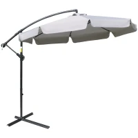 Outsunny Ombrellone da Giardino a Braccio con Apertura a Manovella in Metallo e Poliestere, Ø2.7x2.7 m, Grigio(m-10)
