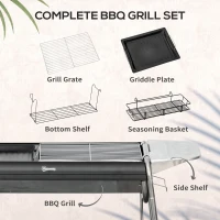 Outsunny Charcoal BBQ Grill - Black(m-4)