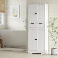 HOMCOM Tall Bathroom Storage Cabinet - White(m-6)
