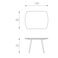 E-STYLO Tavolo allungabile con top grigio in vetro temperato e gambe in metallo grigio, 90cm X 120/180cm H.76cm(m-4)