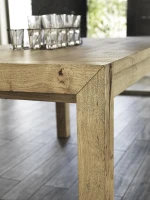 E-STYLO Tavolo allungabile con top impiallacciato rovere naturale e gambe in frassino massello, 90cm X 160/240cm H.76cm(m-5)