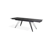 E-STYLO Tavolo allungabile con top marmo nero in ceramica e gambe in metallo nero opaco, 90cm X 160/240 cmcm H.76cm(m-4)