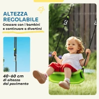 AIYAPLAY Gioco per Bambini 3 in 1 con Altalena da Giardino, Canestro e Porta da Calcio, 238x180x182 cm,, Verde e Grigio(m-7)