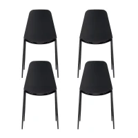 E-STYLO Set di 4 sedie in polipropilene nero con gambe in metallo nero, 49cm X 48.5cm H.88cm(m-1)