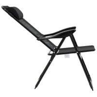 Outsunny Klappstuhl 2er-Set, Klappliege, wetterfest, 5-fach verstellbare Rückenlehne, Metallgestell, Schwarz(m-11)