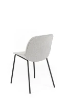 E-STYLO Set di 4 sedie da pranzo in tessuto grigio chiaro e gambe in metallo nero, 57cm X 46cm H.80cm(m-4)