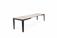 E-STYLO Tavolo allungabile con top cemento bianco in melaminico e base in metallo nero, 80cm X 130/290cm H.76cm(m-3)