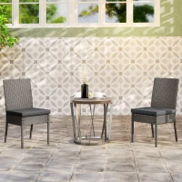 Outsunny Set of Two Armless Rattan Garden Chairs - Dark Grey(m-2)