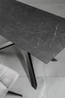 E-STYLO Tavolo allungabile con top marmo nero in HPL su MDF e gambe in metallo nero, 90cm X 170/270cm H.76cm(m-4)