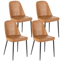 E-STYLO Sedia da pranzo in soft touch caramello e gambe in metallo nero, 52cm X 45cm H. 85cm.(m-1)