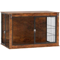 PawHut 46.46'' Dog Crate Furniture with Openable Top, Two Lockable Doors, for Extra Large Dogs, Rustic Brown(m-1)