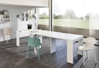 E-STYLO Consolle allungabile con top bianco in MDF laccato antigraffio e gambe bianche in MDF laccato antigraffio, 90cm X 42,5/302,5cm H.76cm(m-5)