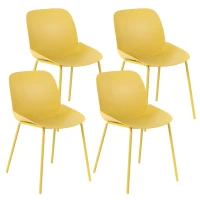 E-STYLO Sedia da pranzo in polipropilene senape e gambe in metallo senape, 55cm X 46cm H. 79cm.(m-1)