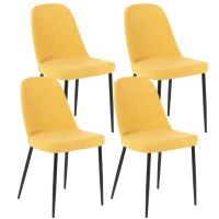 E-STYLO Sedia da pranzo in tessuto giallo e gambe in metallo nero, imbottita, 55cm X 46cm H. 85cm.(m-1)