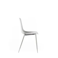 E-STYLO Set di 4 sedie in polipropilene grigio chiaro e gambe in metallo grigio chiaro, 49cm X 48.5cm H.88cm(m-4)