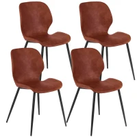 E-STYLO Sedia da pranzo in soft touch cuoio scuro e gambe in metallo nero, 55cm X 45cm H. 83cm.(m-1)