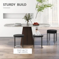 HOMCOM Set 4 Scaune Joase și Rotunde cu Suprafață de Șezut Suprapozabilă din Metal și Țesătură, 41,5x41,5x46 cm, Negru(m-4)
