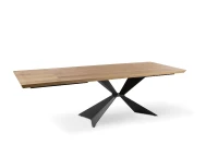 E-STYLO Tavolo allungabile con top impiallacciato rovere naturale e gambe in metallo nero, 90cm X 160/240cm H.76cm(m-4)