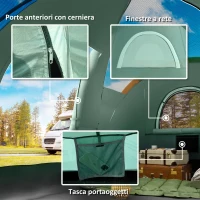 Outsunny Tenda da Campeggio 6 Posti Idrorepellente con Protezione UV, Pali in Fibra di Vetro, 4.55x2.3x1.8 m, Verde(m-8)