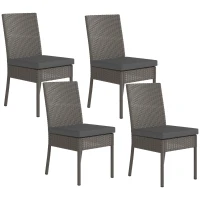 Outsunny Set of Four Armless Rattan Garden Chairs - Dark Grey(m-1)