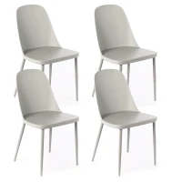 E-STYLO Set di 4 sedie in polipropilene grigio chiaro e gambe in metallo grigio chiaro, 46cm X 55cm H.80cm(m-1)