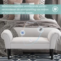 HOMCOM zitbank voor slaapkamer bedbank gestoffeerde bank MDF-schuimstof Grijs-wit(m-5)