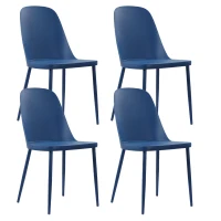 E-STYLO Set di 4 sedie in polipropilene blu e gambe in metallo blu, 46cm X 55cm H.80cm(m-1)