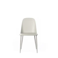 E-STYLO Set di 4 sedie in polipropilene grigio chiaro e gambe in metallo grigio chiaro, 46cm X 55cm H.80cm(m-6)