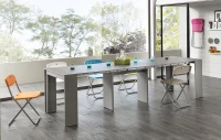 E-STYLO Consolle allungabile con top grigio in MDF laccato antigraffio e gambe grigio in MDF laccato antigraffio, 90cm X 42,5/302,5cm H.76cm(m-5)