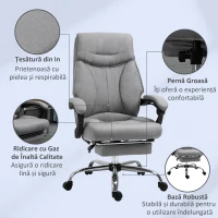 Vinsetto Scaun de Birou cu suport pentru picioare si Spatar Rabatabil 135° Gri(m-7)