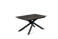 E-STYLO Tavolo allungabile con top cemento grigio in melaminico e base in metallo nero, 90cm X 140/190cm H.76cm(m-1)