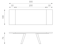 E-STYLO Tavolo allungabile con top in rovere termocotto e gambe in metallo nero, 100cm X 200/300cm H.76cm(m-4)