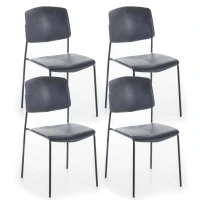 E-STYLO Set di 4 sedie in polipropilene grigio scuro e gambe in metallo grigio scuro, 52cm X 52cm H.79cm(m-1)