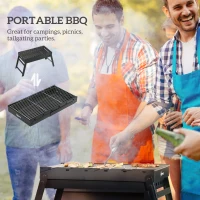 Outsunny Foldable Charcoal Grill - Black(m-4)