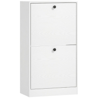 HOMCOM Zapatero con 2 Cajones Abatibles Estantes Ajustables para Pasillos y Espacios Pequeños 47x26x85 cm Blanco Veteado