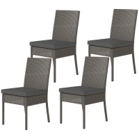 Outsunny Set of Four Armless Rattan Garden Chairs - Dark Grey(m-11)