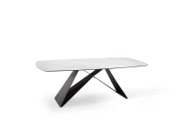 E-STYLO Tavolo fisso con top in ceramica portoro su vetro temperato e gambe in metallo marrone, 110cm X 220cm H. 76cm.(m-1)