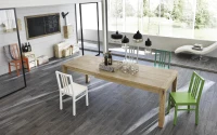 E-STYLO Tavolo allungabile con top impiallacciato rovere naturale e gambe in frassino massello, 90cm X 160/240cm H.76cm(m-4)
