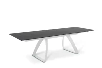E-STYLO Tavolo allungabile con top nero in HPL su MDF e gambe in alluminio bianco, 90cm X 170/270cm H. 76cm.(m-5)