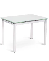 E-STYLO Tavolo allungabile con top in vetro temperato bianco e gambe in metallo bianco, 75cm X 110/170cm H.75cm(m-1)
