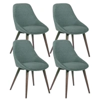 E-STYLO Sedia da pranzo in tessuto verde con gambe e struttura in massello di noce, 58cm X 49cm H. 85cm.(m-1)