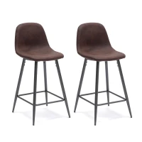 E-STYLO Sgabello in similpelle moka vintage con gambe in metallo antracite, imbottito, 50cm X 43cm H. 93cm.(m-1)