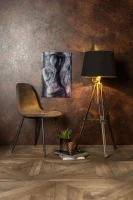 E-STYLO Sedia in similpelle moka vintage con gambe in metallo antracite, imbottita, 44cm X 50cm H. 84cm.(m-3)
