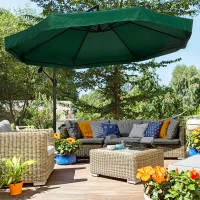Outsunny Umbrelă de Soare cu Plasă de Țânțari, Umbrelă de Soare cu Deschidere Manivelă și Bază Transversală, 295x295x240 cm, Verde(m-11)