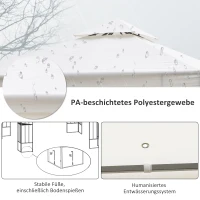 Outsunny Gartenpavillon mit Blatt-Design Pavillon 2,95 x 2,95 m stahlrahmen Doppeldach atmungsaktiv Partyzelt Festzelt Polyester Cremeweiß(m-6)