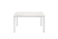 E-STYLO Tavolo allungabile con top in ceramica marmo bianco e base in metallo bianco, 90cm X 140/190cm H.76cm(m-4)