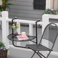 Outsunny masa de agatat pentru balcon, masuta metalica de instalare pe perete, Neagra(m-2)