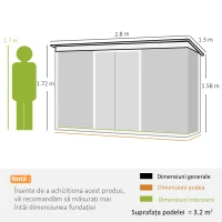Outsunny magazie pentru scule de gradina, 280x130x172cm, Verde deschis(m-3)