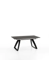 E-STYLO Tavolo allungabile con top grigio scuro in HPL su MDF e gambe in metallo nero, 90cm X 170/270cm H.76cm(m-2)