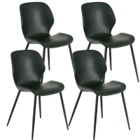 E-STYLO Set di 4 sedie da pranzo in soft touch verde scuro e gambe in metallo nero, 55cm X 45cm H.83cm(m-1)